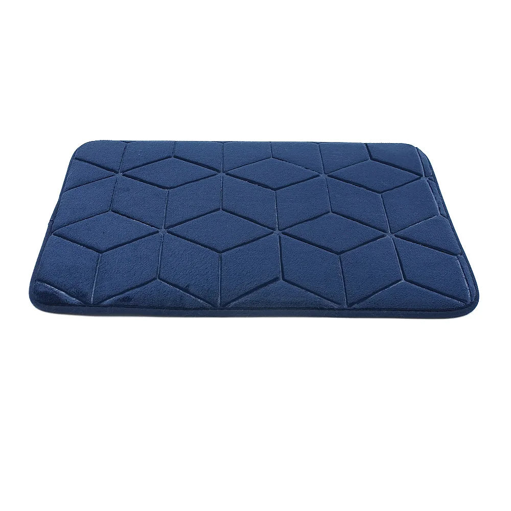 Cobblestone Embossed Bathroom Bath Mat Coral Fleece Non-Slip Carpet in Bathtub Floor Rug Shower Room Doormat Memory Foam Pad