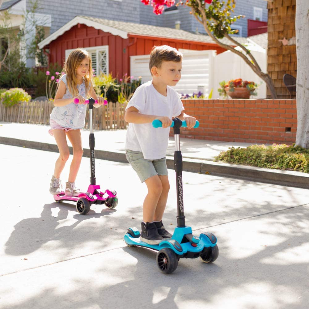 Kids Scooter with Adjustable Height, Toddler Scooter with Widened Flash Wheels, Scooter for Kids Age 3-8 Years Old, Lean to Steer