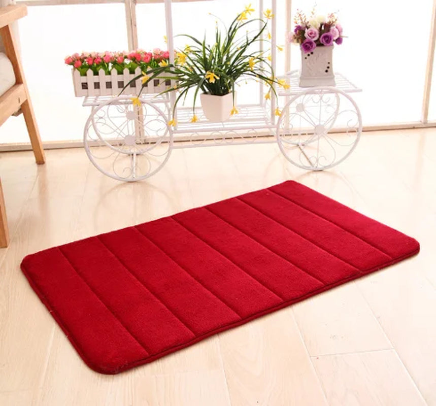 Cobblestone Embossed Bathroom Bath Mat Coral Fleece Non-Slip Carpet in Bathtub Floor Rug Shower Room Doormat Memory Foam Pad