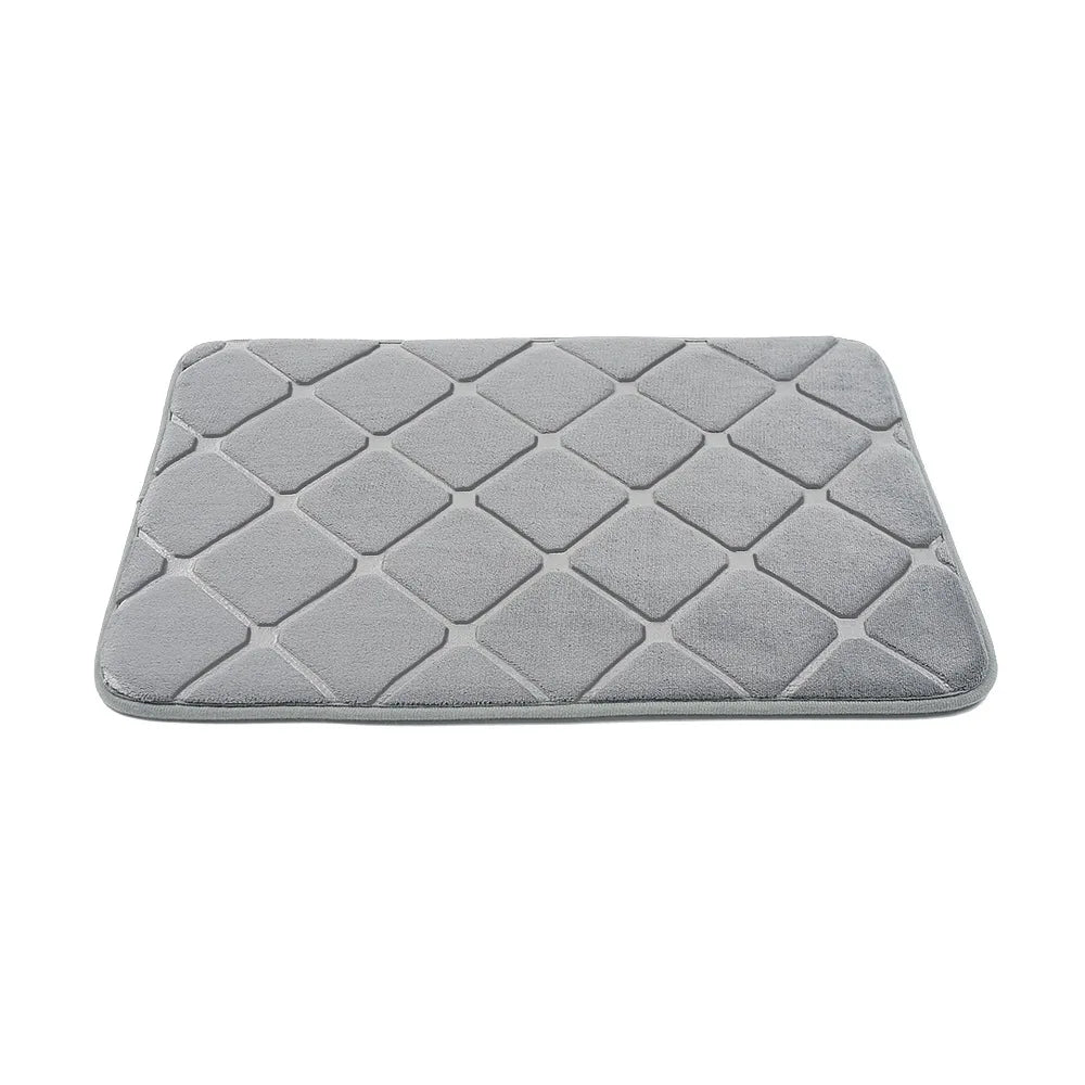 Cobblestone Embossed Bathroom Bath Mat Coral Fleece Non-Slip Carpet in Bathtub Floor Rug Shower Room Doormat Memory Foam Pad