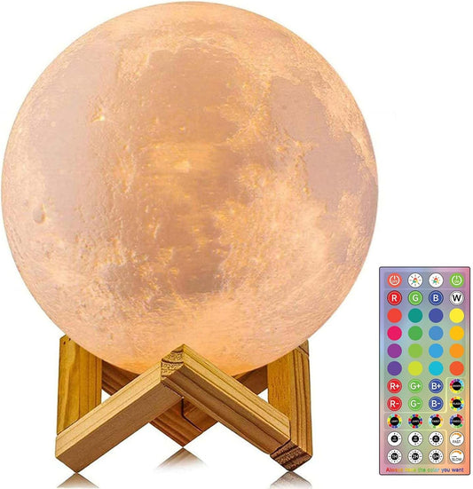 Moon Lamp Upgrade 128 Colors, Gifts for Girls Boys Kids Women Birthday, Teen Girl Gifts Trendy Stuff, Cool Astronomy Gifts, Shelf Decor, Remote & Touch Control Moon Night Light, Diameter 6 Inch