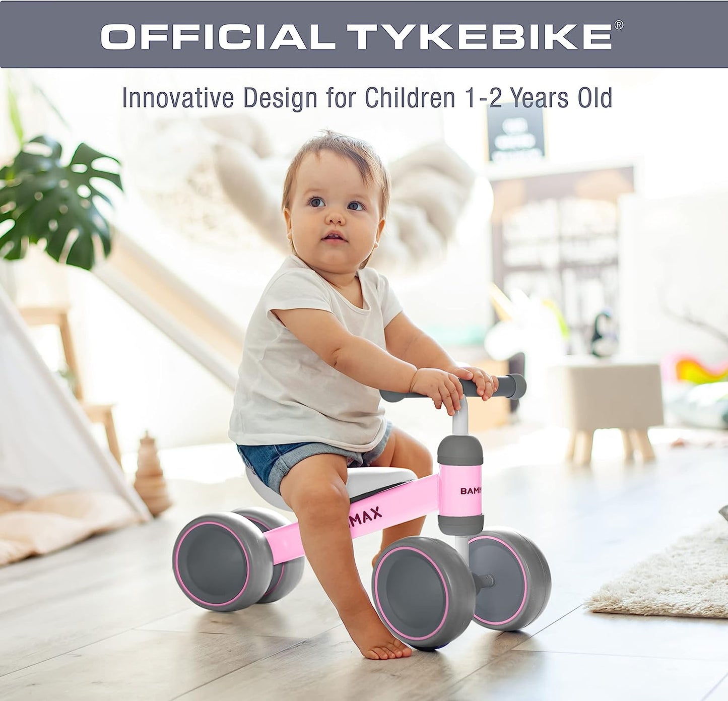 Tykebike® Ride on Toy | Baby Balance Bike for Toddlers 1-2 Years | Lightweight Steel Kids Bike with Easy Glide Wheels & Safer Steering | Indoor/Outdoor Use