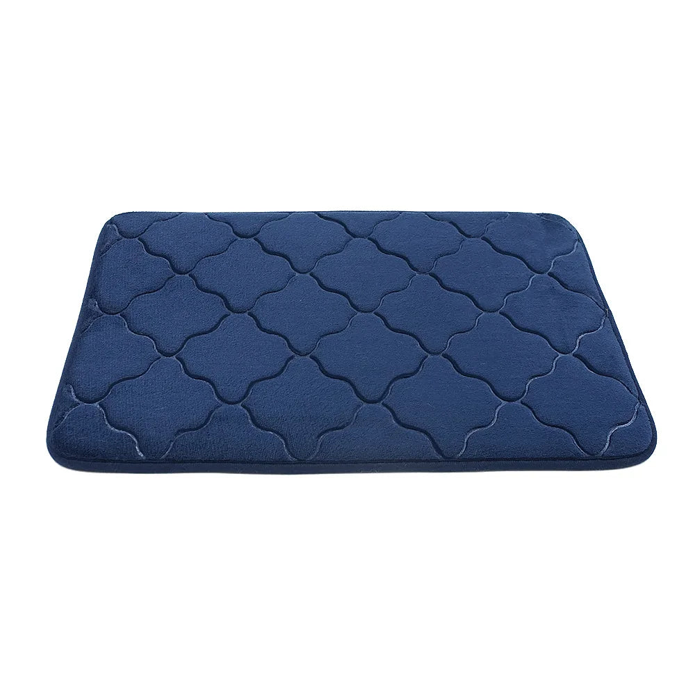 Cobblestone Embossed Bathroom Bath Mat Coral Fleece Non-Slip Carpet in Bathtub Floor Rug Shower Room Doormat Memory Foam Pad