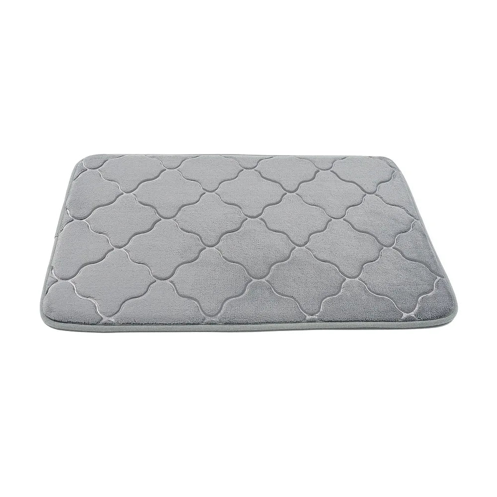 Cobblestone Embossed Bathroom Bath Mat Coral Fleece Non-Slip Carpet in Bathtub Floor Rug Shower Room Doormat Memory Foam Pad