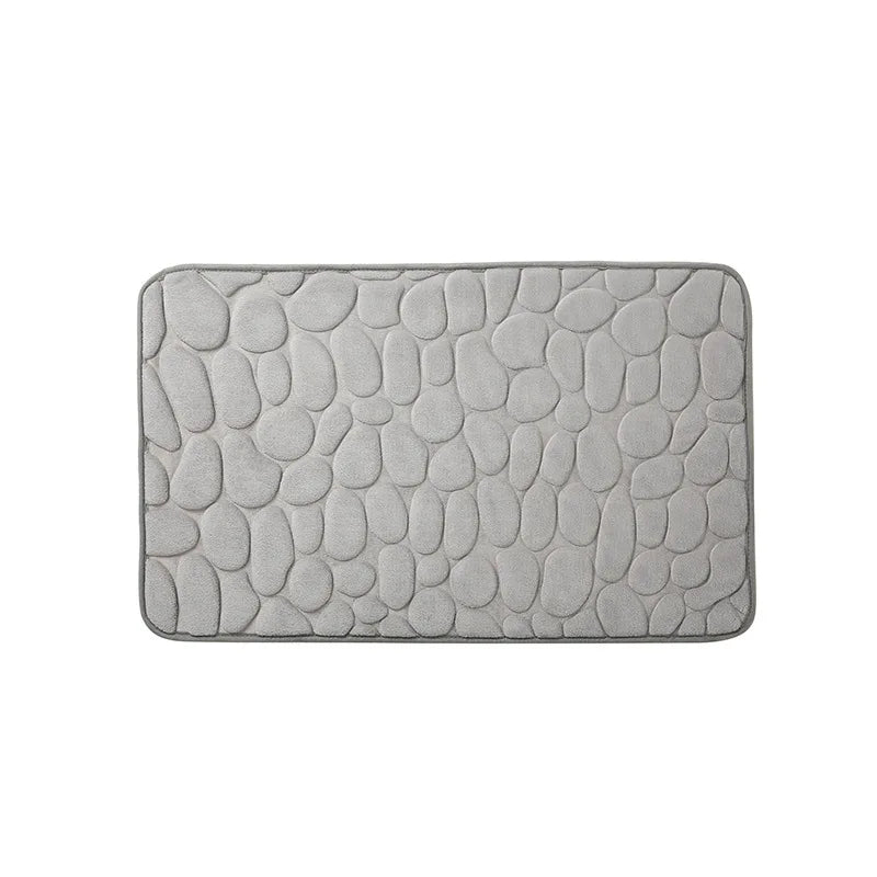 Cobblestone Embossed Bathroom Bath Mat Coral Fleece Non-Slip Carpet in Bathtub Floor Rug Shower Room Doormat Memory Foam Pad