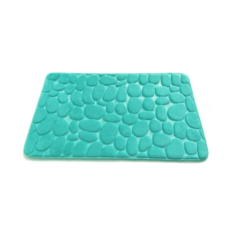 Cobblestone Embossed Bathroom Bath Mat Coral Fleece Non-Slip Carpet in Bathtub Floor Rug Shower Room Doormat Memory Foam Pad