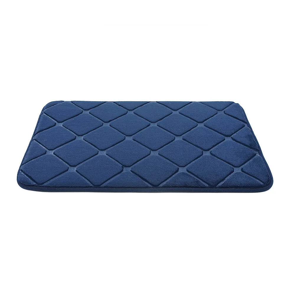 Cobblestone Embossed Bathroom Bath Mat Coral Fleece Non-Slip Carpet in Bathtub Floor Rug Shower Room Doormat Memory Foam Pad